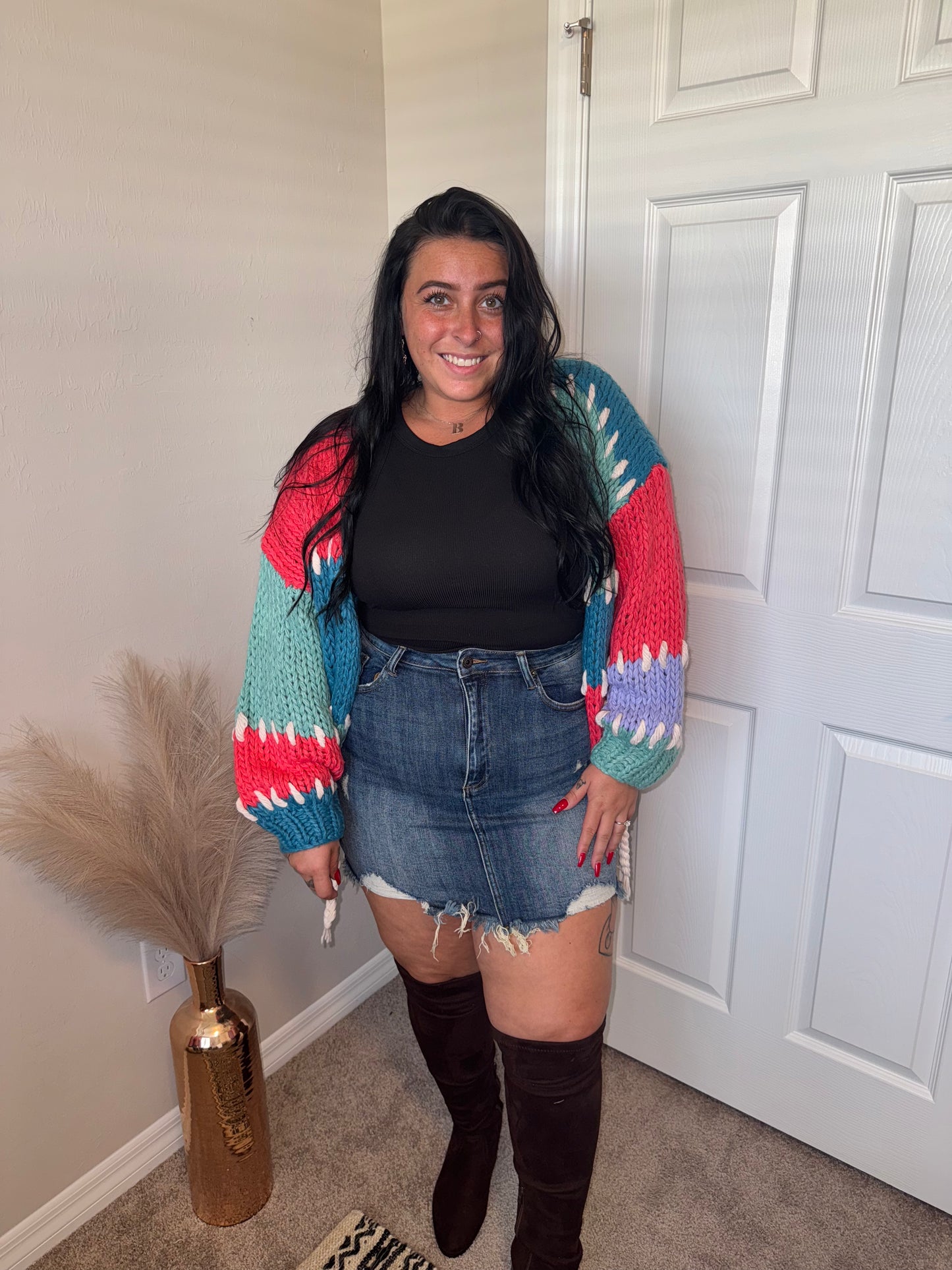 Distressed Out Mini Skirt