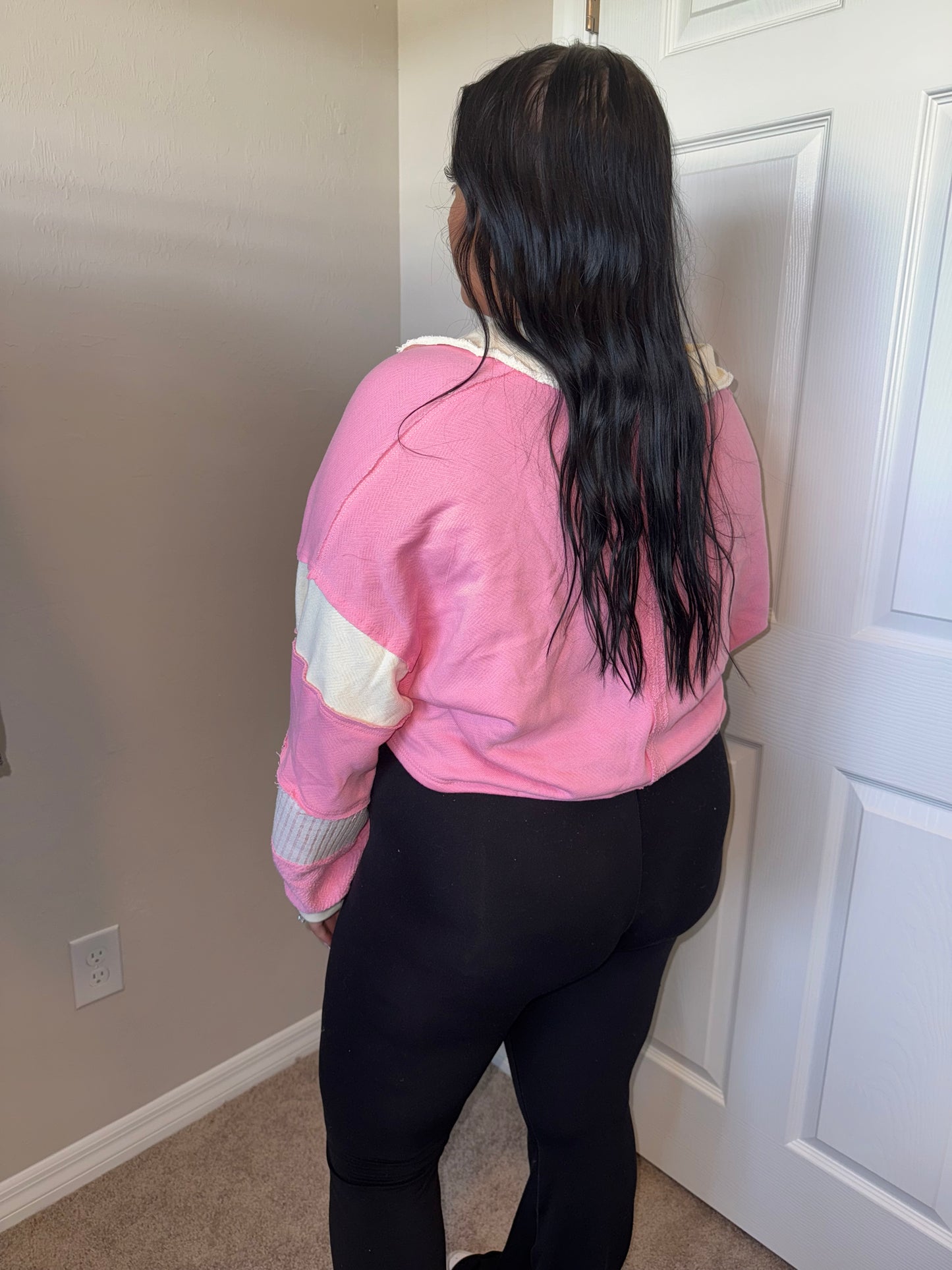 Pink/White Collared Pullover