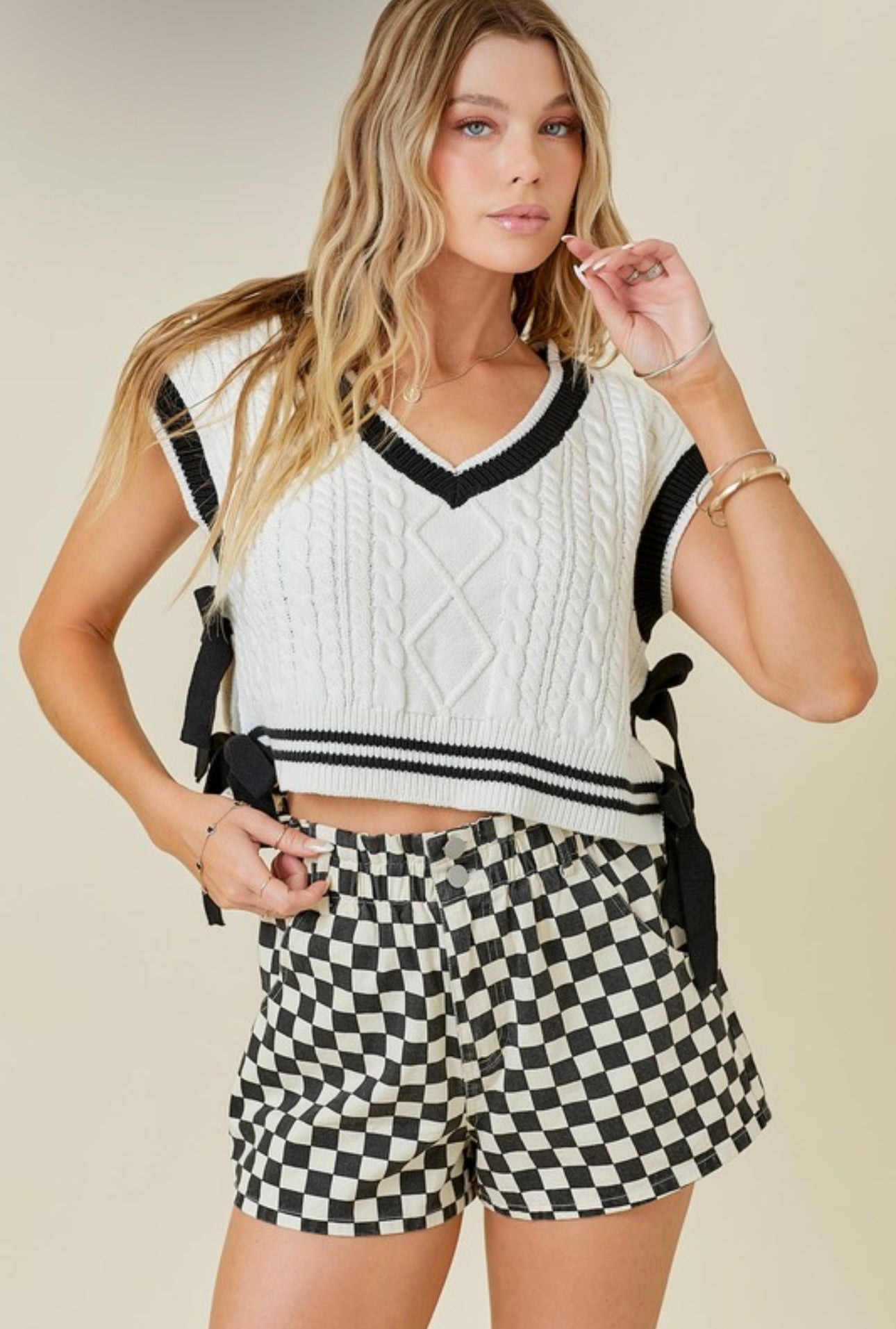 Sweater Vest With Side Bow Ties